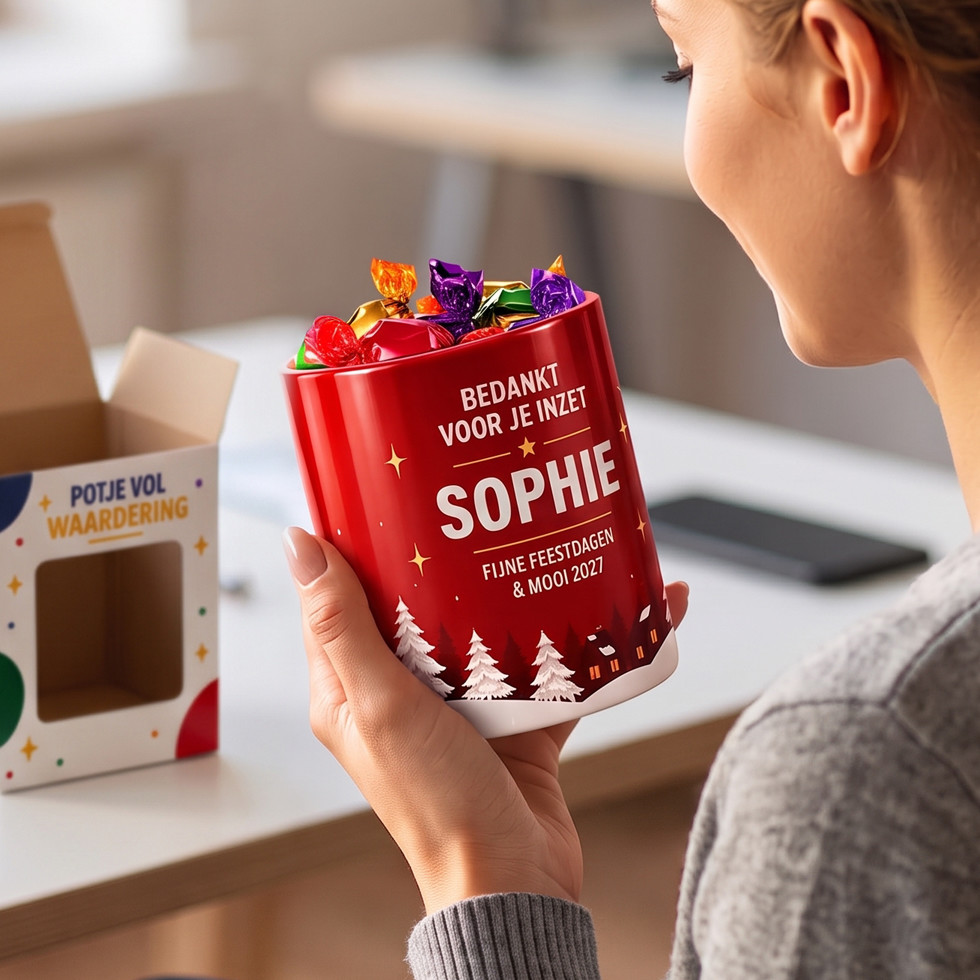 Potje Vol Kerstvreugde - Bedankje + Naam