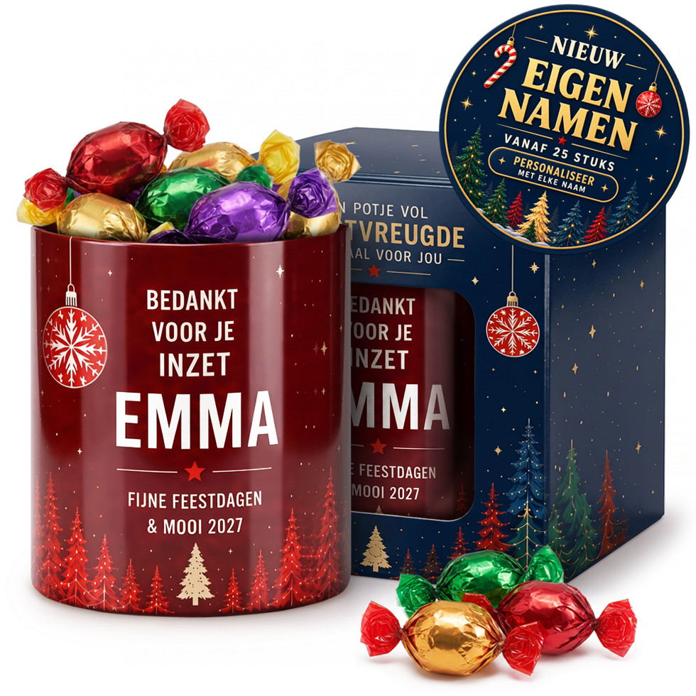 Potje Vol Kerstvreugde - Bedankje + Naam