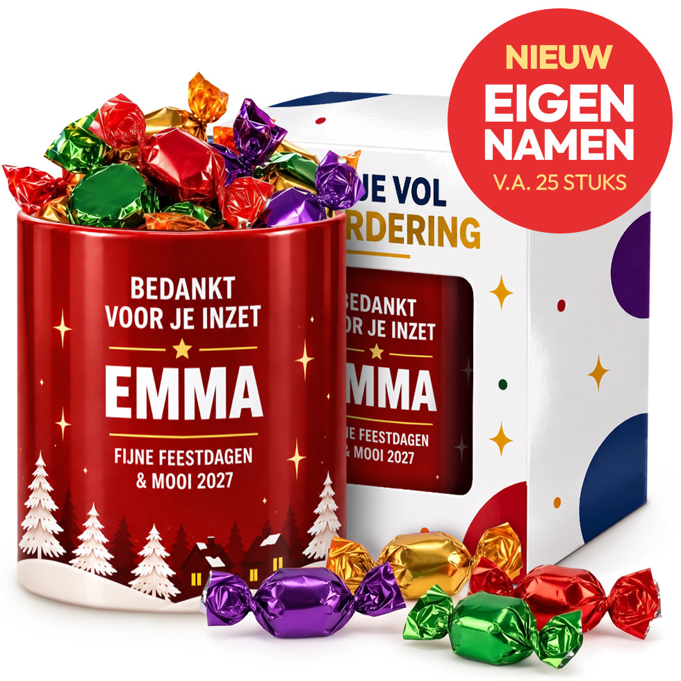 Potje Vol Kerstvreugde - Bedankje + Naam