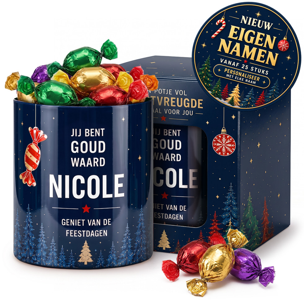 Potje Vol Kerstvreugde - Goud Waard + Naam 