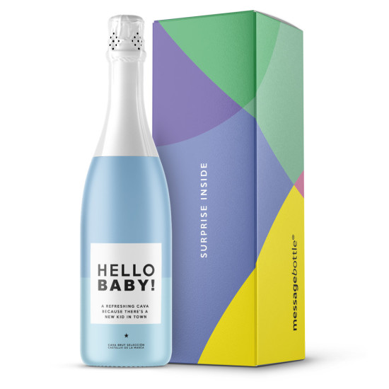 MessageBottle - Hello Baby! Blauw Alcoholvrij