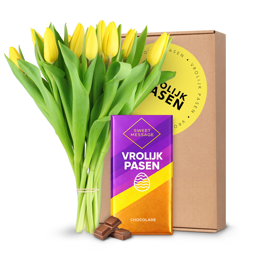 Gele Tulpen - Vrolijk Pasen