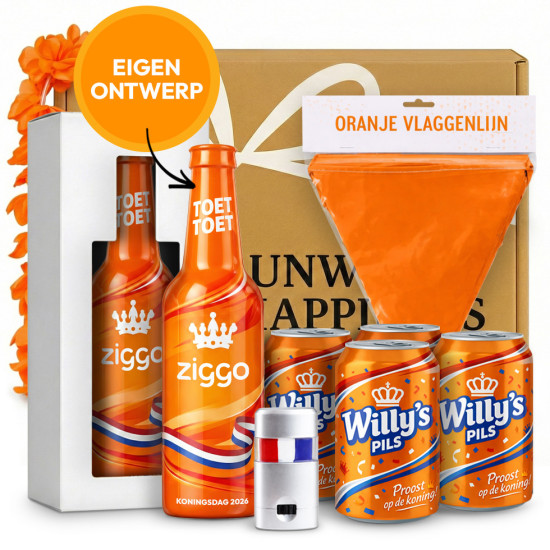 Unwrap Happiness  - Toeter voor de Koning Borrelbox (eigen ontwerp)