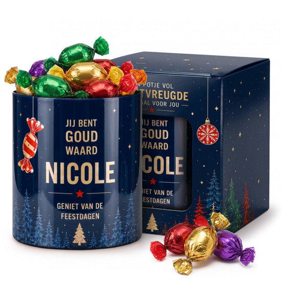 Potje Vol Kerstvreugde - Goud Waard + Naam 