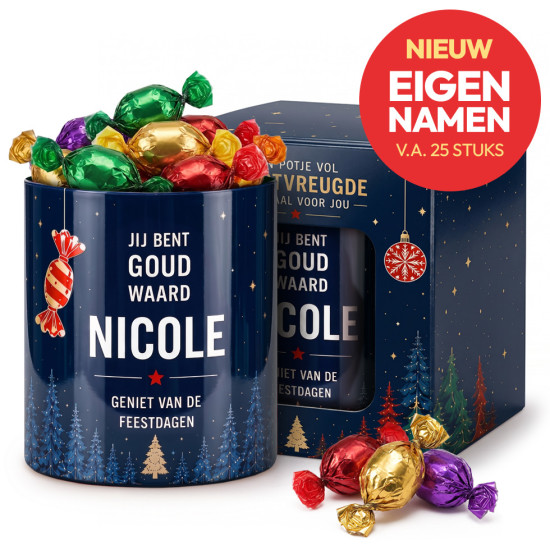 Potje Vol Kerstvreugde - Goud Waard + Naam 