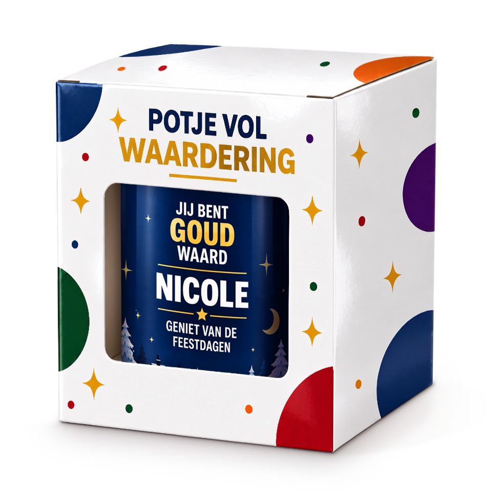 Potje Vol Kerstvreugde - Goud Waard + Naam - Kerstgeschenk 2026