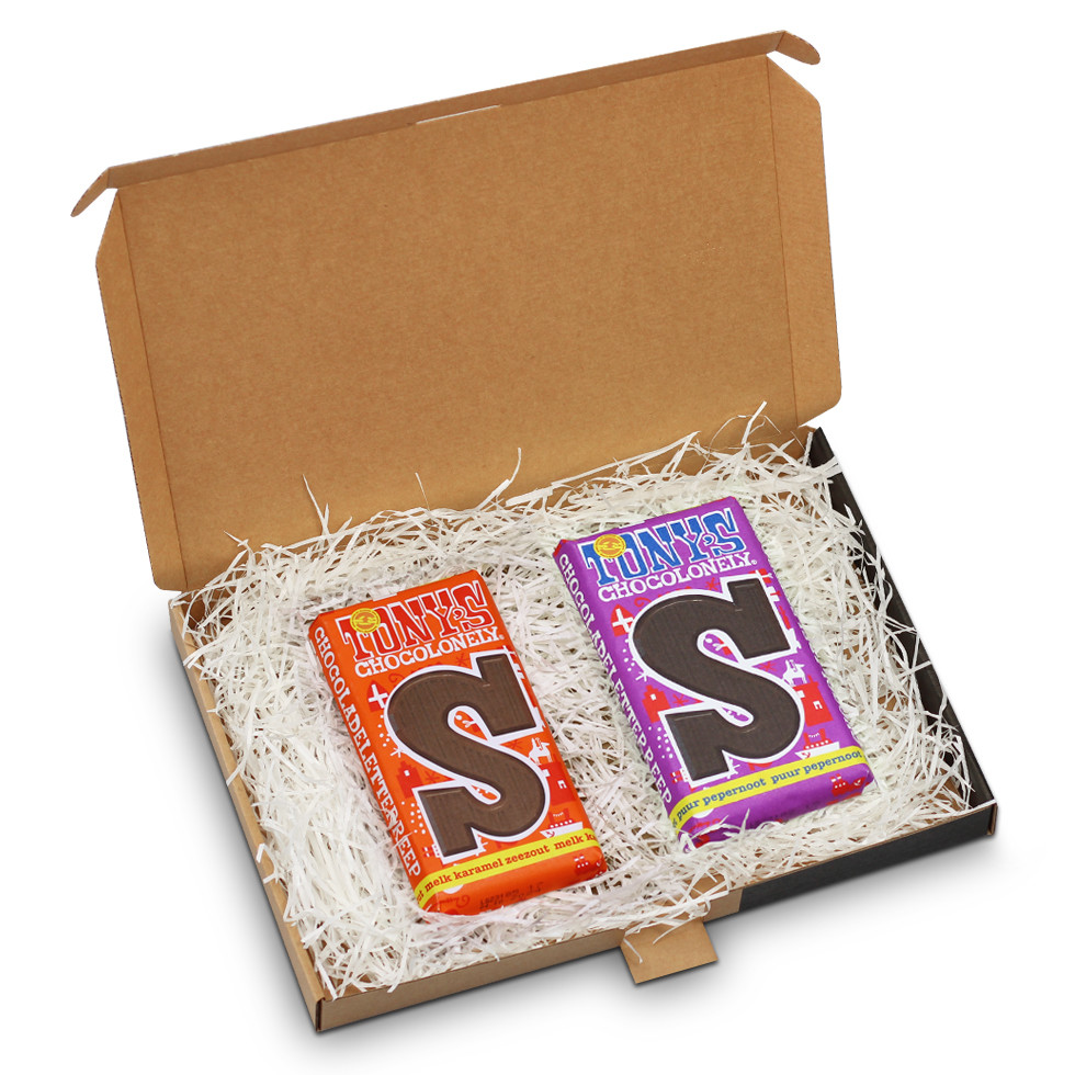 Tony's Chocolonely - Karamel Zeezout & Puur Pepernoot Sinterklaas Brievenbus