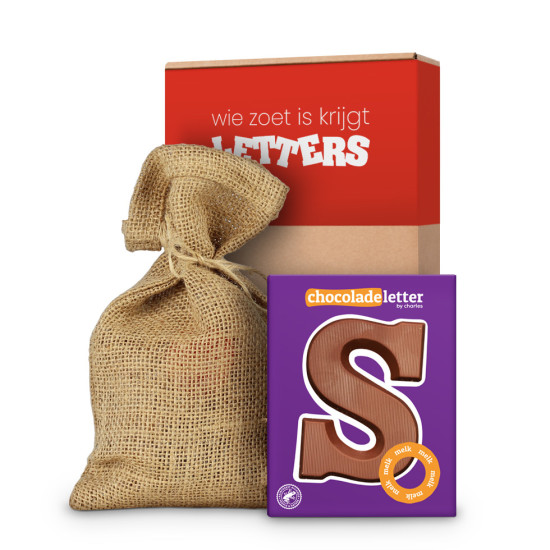 Good Things in Life - Chocoladeletter S in Jute Zak - 80g