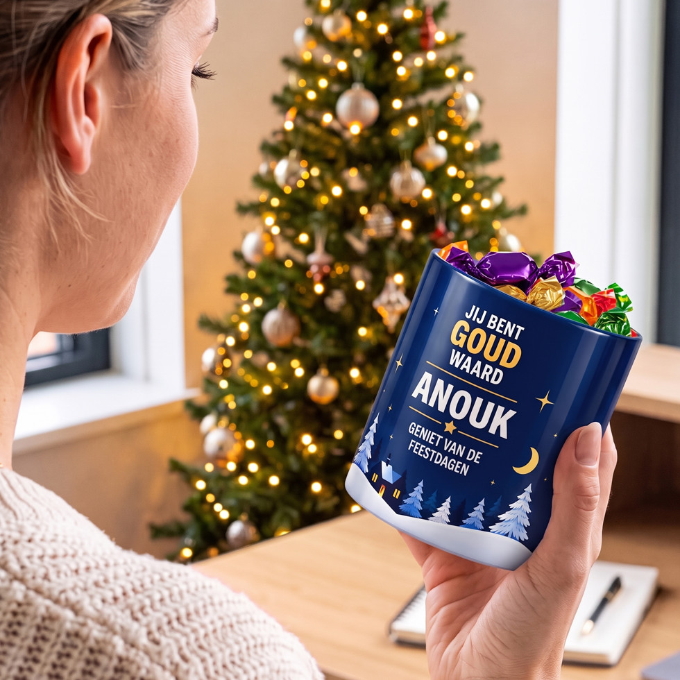 Potje Vol Kerstvreugde - Goud Waard + Naam - Kerstgeschenk 2026